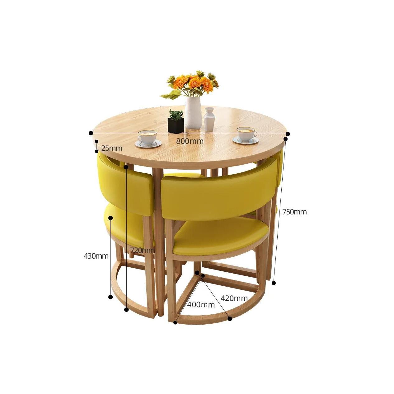 Round Mobile Dining Tables Set Kitchen 4 Chairs Center Wood Table Extendable Luxury Floor Mesa Comedor Home Furniture GPF26XP