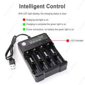 4.2V 18650 Charger Li-ion Battery USB 4 Slot Independent Charging Battery Charger Accessories and Parts Batteries Consumer Electronics