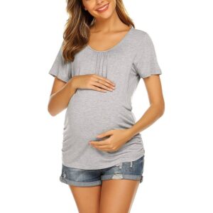 Maternity Short Sleeve Breastfeeding Top Stylish Nursing Wear Maternity Clothing Mother and Baby Items Toys, Kids and Babies