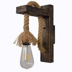 Vintage Wood Hemp Rope Wall Lamps Décor Wooden Lighting Indoor Lighting Tools and Home Improvement Wall Lamps