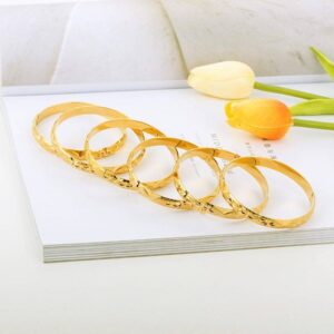 Women Gold Color 6pcs/ Bangles Dubai Gold Jewelry Bangles Bracelets and Bangles Jewelry Jewelry and Watches