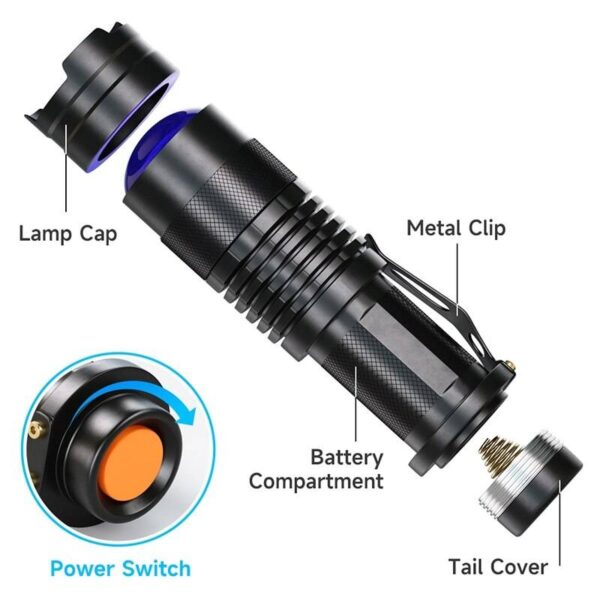 UV LED Flashlight Portable Violet Light Pet Hygiene Detector Torch Flashlights Outdoor Lighting Tools and Home Improvement