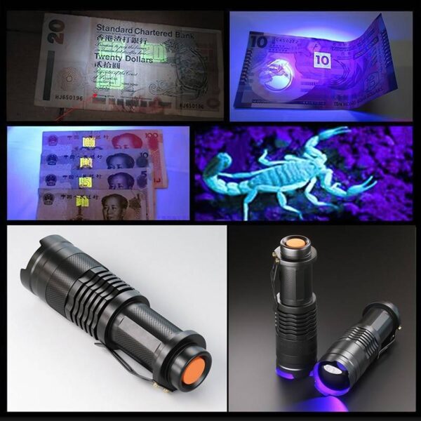UV LED Flashlight Portable Violet Light Pet Hygiene Detector Torch Flashlights Outdoor Lighting Tools and Home Improvement