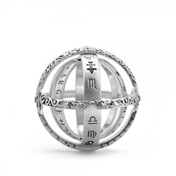 Rotatable Astronomical Ball Sphere Ring With 12 Constellation 8 Planet Jewelry and Watches Rings