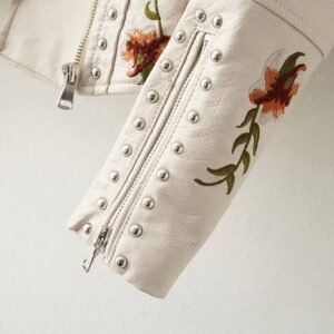 Women Floral Coat Print Embroidery Soft Leather Jacket Jackets and Coats Women’s Clothing Women’s Fashion