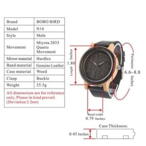 BOBO BIRD Wooden Arabic Numerals Leather Band Watch Jewelry and Watches Men’s Watches