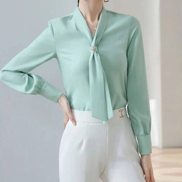 Graceful Bow Symphony Elegant Office Lady Shirt Chic Long Sleeve Blouse Tops Shirts and Blouses Women’s Clothing Women’s Fashion