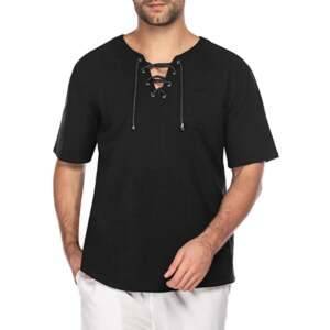 Stylish Men’s Short-Sleeved V-neck Shirt Cotton and Linen Comfort Men’s Clothing Men’s Fashion Shirts
