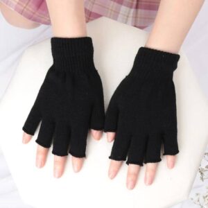 Versatile Warmth 1Pair Black Fingerless Gloves for Work and Leisure Men’s Accessories Men’s Fashion Men’s Scarves and Gloves