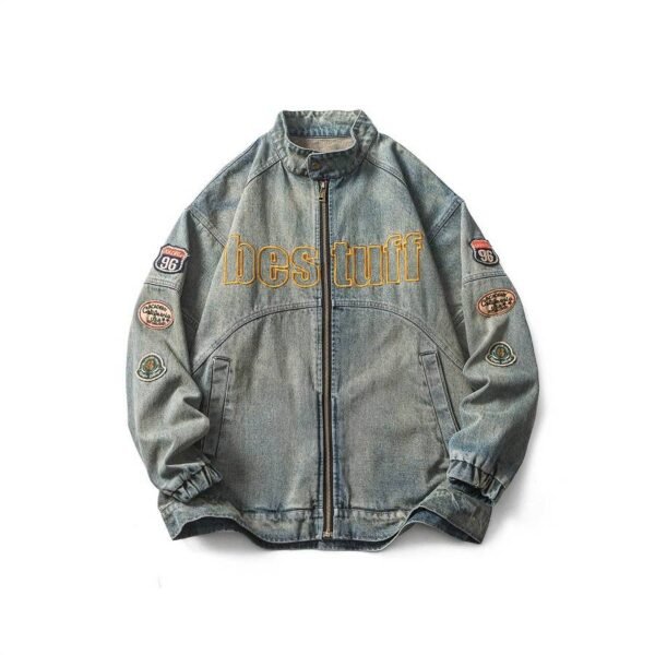 Vintage Vibes American Retro Denim Jacket for Men Men’s Clothing Men’s Fashion Men’s Jacket and Sweaters