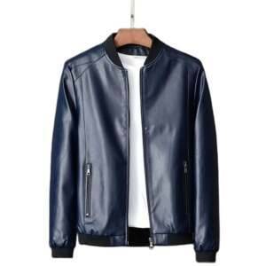 Edgy Urbanite Zipper Black Collar Multi Pocket Leather Jacket Men’s Clothing Men’s Fashion Men’s Jacket and Sweaters