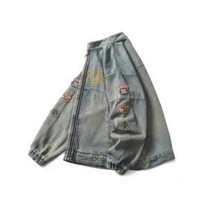 Vintage Vibes American Retro Denim Jacket for Men Men’s Clothing Men’s Fashion Men’s Jacket and Sweaters