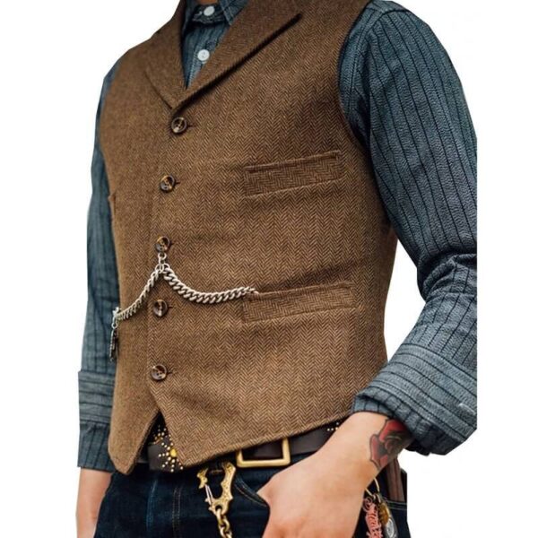Distinguished Grooming Lapel V-Neck Wool Waistcoat Men’s Clothing Men’s Fashion Men’s Suits