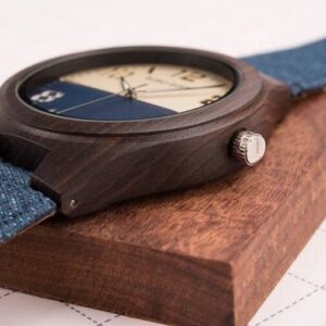 BOBO BIRD Men and Women Natural Bamboo Wood Watch, with Denim/Silicon Hybrid Band Jewelry and Watches Men’s Watches Women’s Watches
