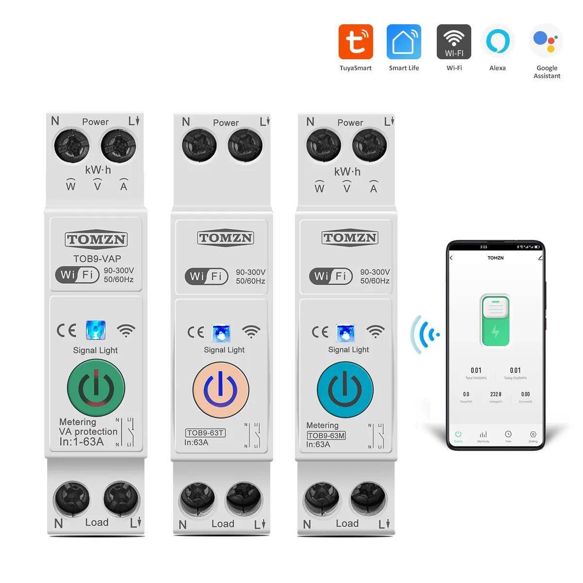 180077-3870aa.jpeg Intelligent Power Management TOMZN 63A 1P+N WIFI Smart Switch with Timer Relay Electrical Equipment and Supplies Home Improvement Tools and Home Improvement