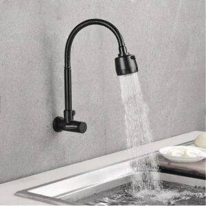 Baokemo Beauty Wall Mounted Faucet in 304 Stainless Steel with Flexible Hose Home Improvement Kitchen Fixtures Tools and Home Improvement