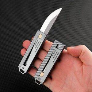 Mini d2 blade aluminum alloy handle knife gravity lock outdoor portable unboxing self-defense new small knife Hand Planes Hand Tools Tools Tools and Home Improvement