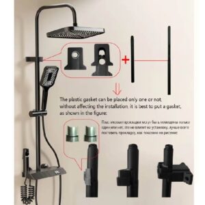 Modern Monochrome Oasis Black, White, and Gray Bathtub Shower System with LED Digital Display Bathroom Accessories Sets Home, Pet and Appliances Household Items