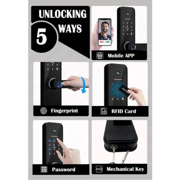 Keyless Elegance Tuya Wi-fi Fingerprint Door Lock with Biometric Camera Access Control Systems Computer, Office and Security Security and Protection Smart Family Systems Smart Home Control Tools and Home Improvement