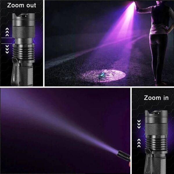 Ultraviolet Precision Mini LED UV Flashlight 365/395nm with Zoomable Violet Light Flashlights Outdoor Lighting Tools and Home Improvement