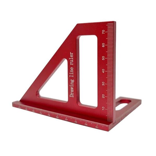 Precision Edge Red Aluminum Alloy Triangle Protractor 45°/90° Woodworking Marvel Measurement and Analysis Tools Tools Tools and Home Improvement