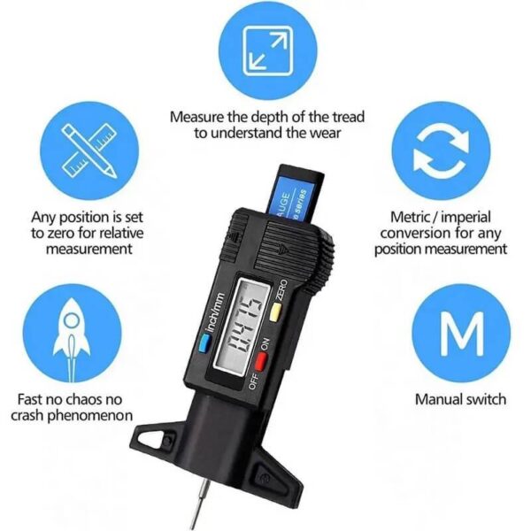 Drive Dial Tire Measurer Tool Digital Depth Gauge for Expert Car Tire Maintenance Measurement and Analysis Tools Tools Tools and Home Improvement