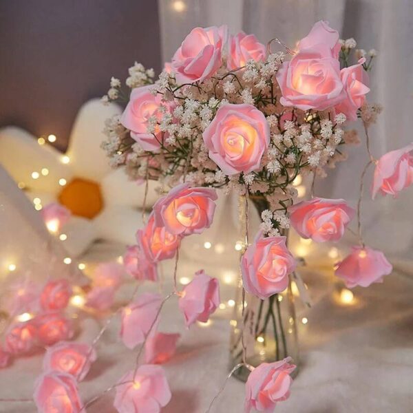 Magical Rose Garden 1.5M Red Pink Rose Fairy Lights for Date Night Decor Outdoor Lighting String Lights Tools and Home Improvement