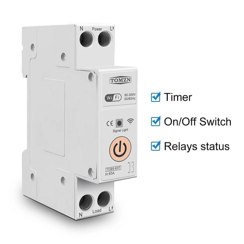 Switch5 (1) Intelligent Power Management TOMZN 63A 1P+N WIFI Smart Switch with Timer Relay Electrical Equipment and Supplies Home Improvement Tools and Home Improvement