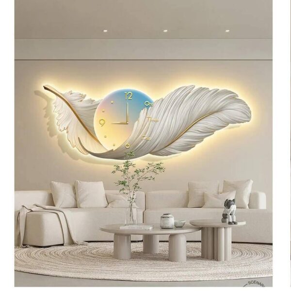 Timeless Glow LED Wall Clock with Feather Detail Home Décor Home, Pet and Appliances Indoor Lighting Tools and Home Improvement Wall Clocks Wall Lamps