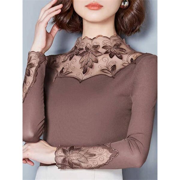 Blossom in Lace Hollow Out Spring Autumn Blouse for Women Shirts and Blouses Women’s Clothing Women’s Fashion