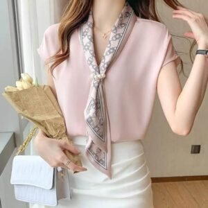 Effortless Elegance Commute Scarf Collar Shirt Shirts and Blouses Women’s Clothing Women’s Fashion