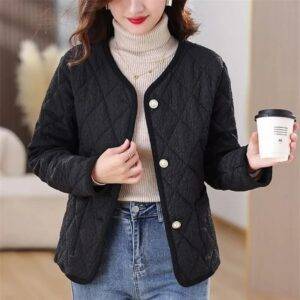 Frosty Elegance Korean Short Jacket Cotton-Padded Coat Jackets and Coats Women’s Clothing Women’s Fashion