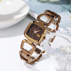 GEDI Elegant Square Ladies Watch Steel Chain Strap and Waterproof Design