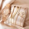 Women’s Fashion Wristwatch and Bracelet Set Stylish Quartz Timepiece