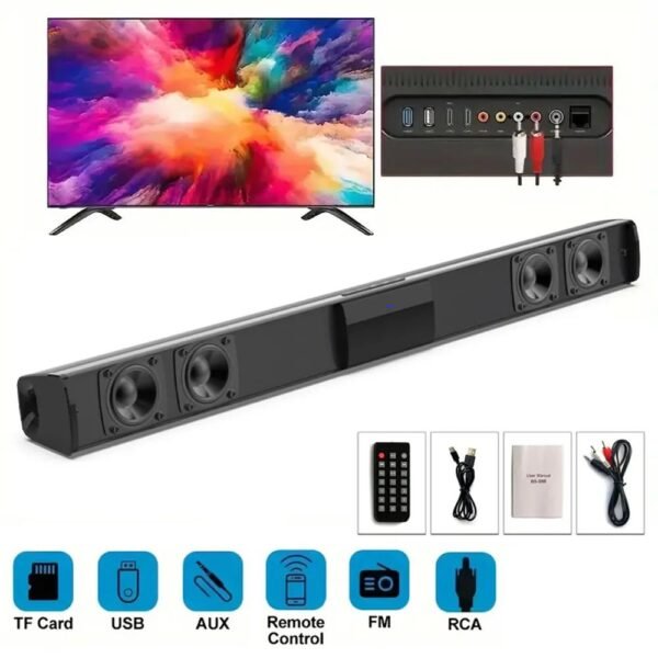 Home Cinema Bluetooth Soundbar Remote Control, RCA AUX TF Card Compatibility