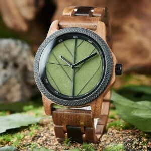 Handcrafted Men’s Wooden Watch Genuine Leaf Dial by BOBO BIRD