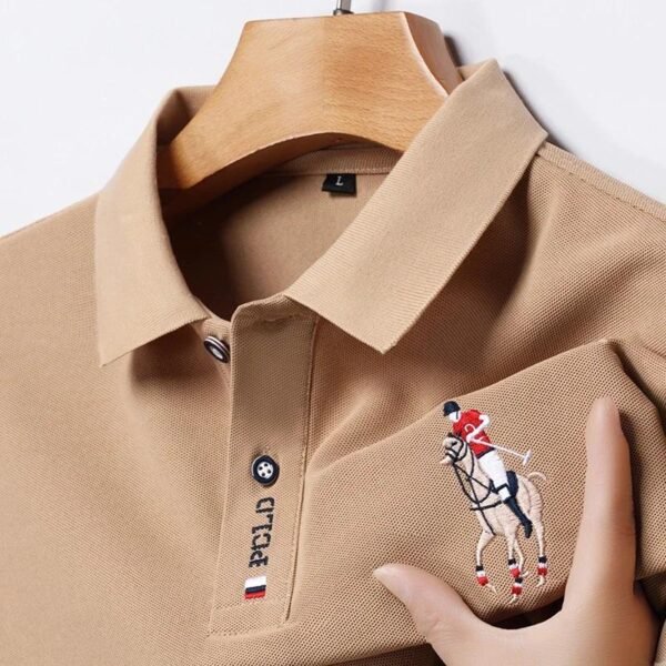 Short-Sleeved Polo Shirt for Men Stylish Embroidery Design