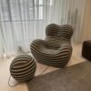 Cozy and Stylish Living Room Sofa Modern Striped Bean Bag with Ottoman