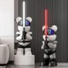 Futuristic Bear Statue with Light Saber Unique Home Decoration