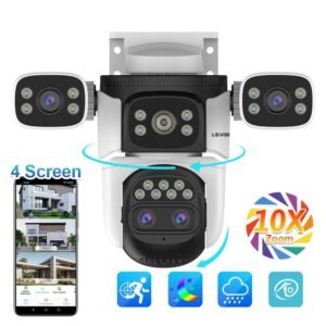 Four-Lens 20MP PTZ Security Camera Wireless Outdoor WiFi IP Cam with Human Tracking