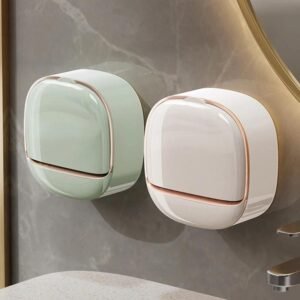 Modern Wall-Mounted Soap Holder Punch-Free Soap Box with Drain for Clean and Dry Storage