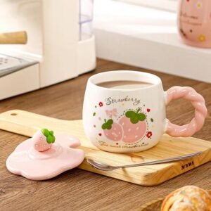 Strawberry Cartoon Mug for Girls Cute Fruit Cup with Handle