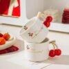 Nordic Cherry Ceramic Cup Creative Gift Mug with Elegant Gold Handle