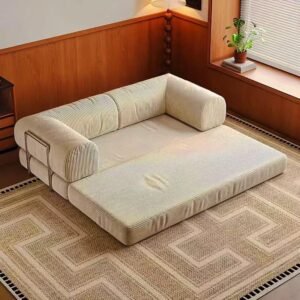 Retro High-End Foldable Sofa Bed Italian Minimalist Corduroy Living Room Sofa