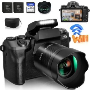 Professional 64MP DSLR Camera 4K 60FPS YouTube Webcam and Photography Kit