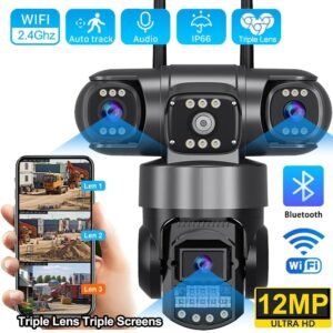 6K Triple Lens CCTV Camera V380 Pro Night Vision WiFi IP Outdoor Cam