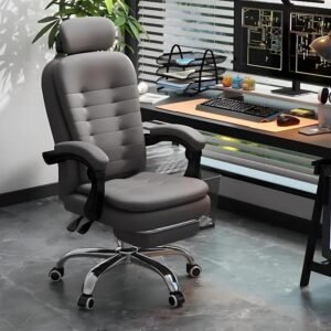 Ergonomic Reclining Computer Desk Chair with Latex Seat for Home Office