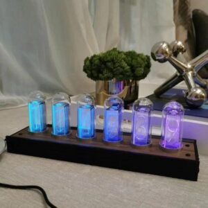 Futuristic Digital Glass Nixie Clock Silent LED Alarm