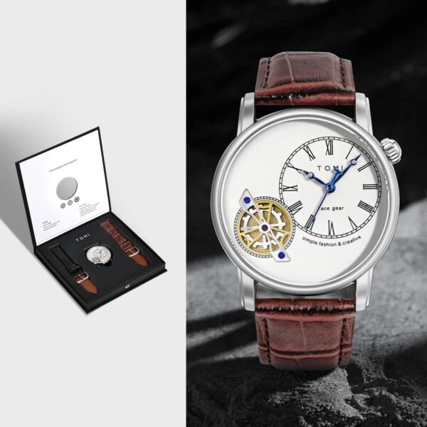 Stylish TOMI Quartz Watch for Men Dual Band Calendar Watch Box
