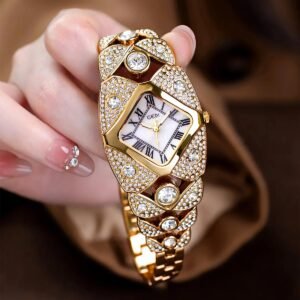 Elegant Waterproof Diamond Inlaid Quartz Bracelet Watch for Women Stylish Gift Idea